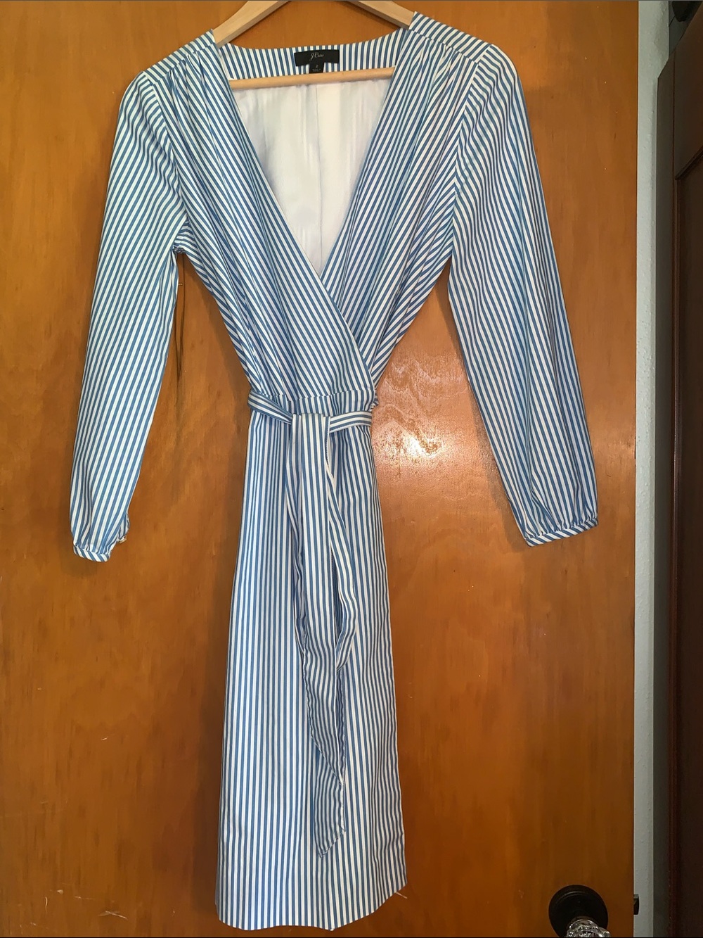 J. Crew Blue and White Striped Wrap Dress Size 2